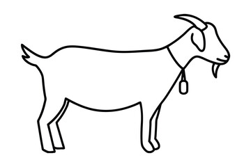 Simple line art illustration of a goat with tag