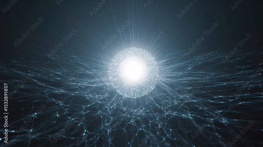 Poster abstract technology network background with central light source