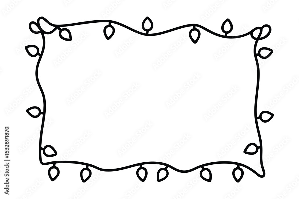 Aufkleber festive string lights frame line art design element