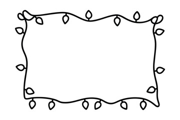 Festive string lights frame line art design element