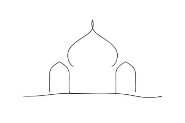 Simple line art drawing of a mosque islamic architecture