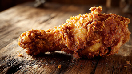 High-Resolution Chicken Leg with Rustic Texture and Lighting