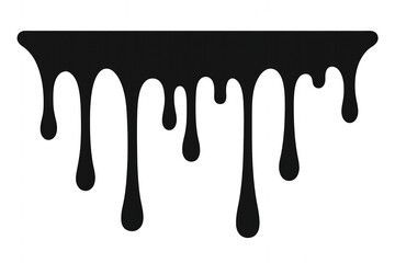 Black dripping paint lines isolated on transparent background.