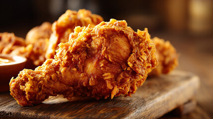 High-Resolution Chicken Leg with Rustic Texture and Lighting