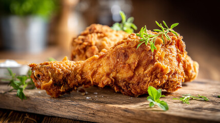 High-Resolution Chicken Leg with Rustic Texture and Lighting