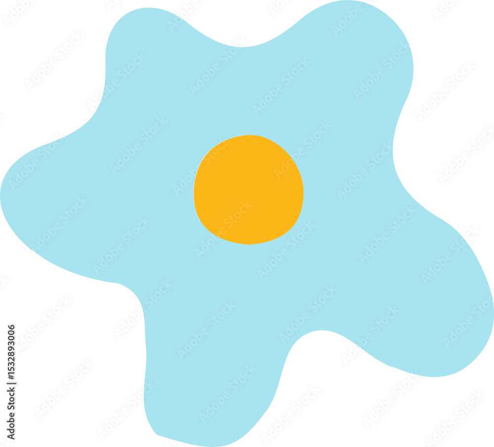 Poster flat design blob is floating on transparent background, showing light-blue shape and yellow circle