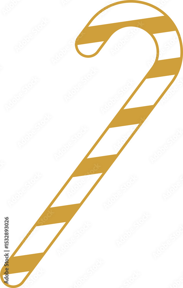 Poster flat design candy cane shape is floating on transparent background, with diagonal stripe cutouts