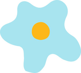 Flat design blob is floating on transparent background, showing light-blue shape and yellow circle