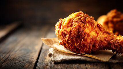 High-Resolution Chicken Leg with Rustic Texture and Lighting