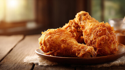 High-Resolution Chicken Leg with Rustic Texture and Lighting
