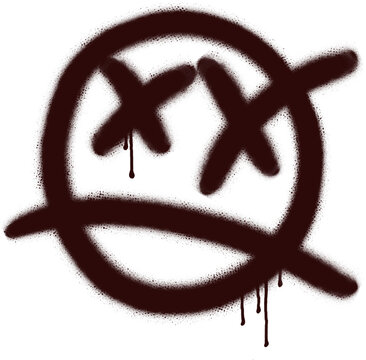 Flat design graffiti symbol is emerging on transparent background, with circle slash dripping paint