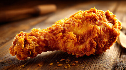 High-Resolution Chicken Leg with Rustic Texture and Lighting