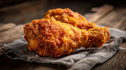 High-Resolution Chicken Leg with Rustic Texture and Lighting