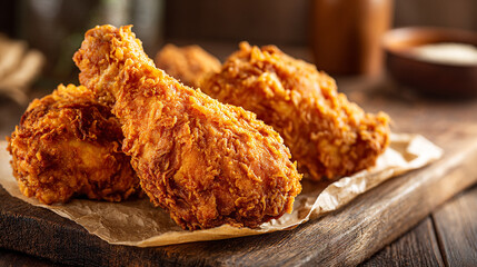High-Resolution Chicken Leg with Rustic Texture and Lighting