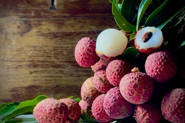 lychee with leaves