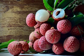lychee with leaves