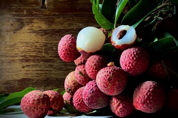 lychee with leaves