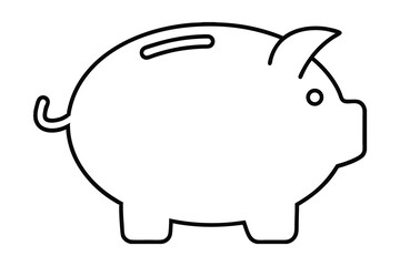 Simple line art piggy bank savings icon illustration