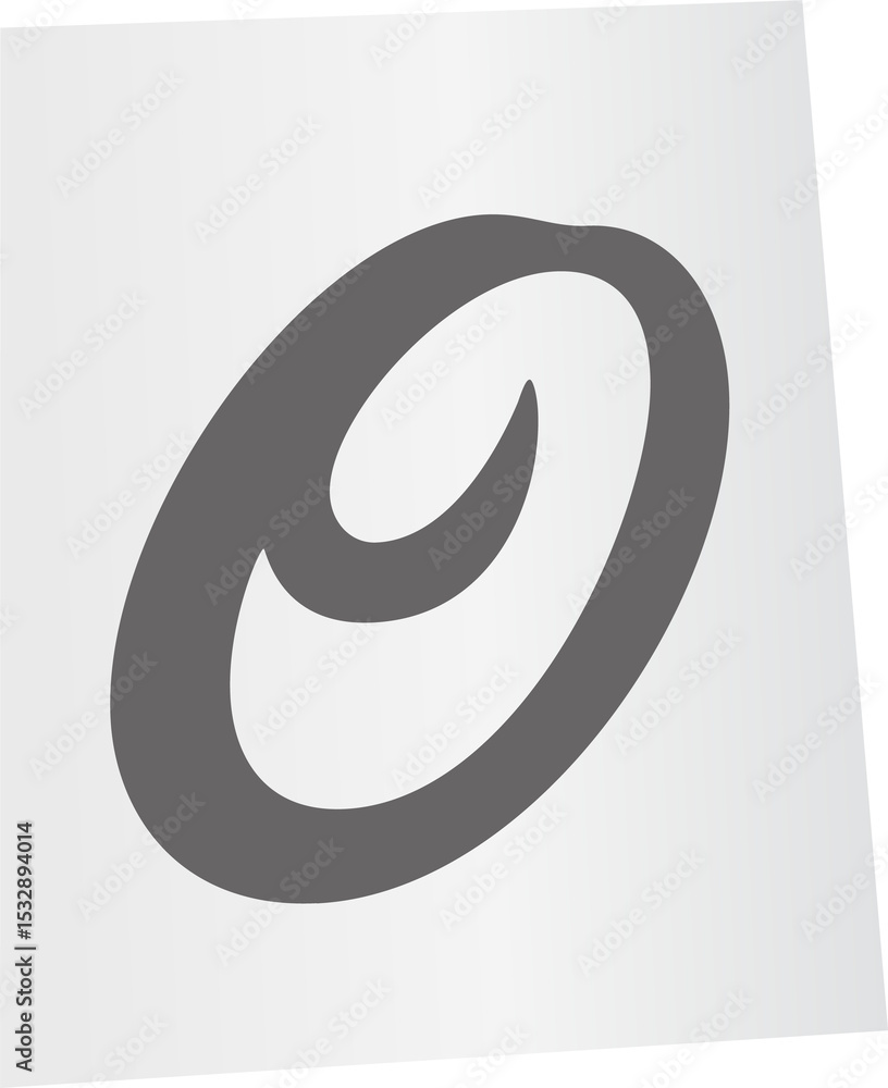 Poster abstract grey oval loop is appearing on transparent background, showing curved inner cut-out