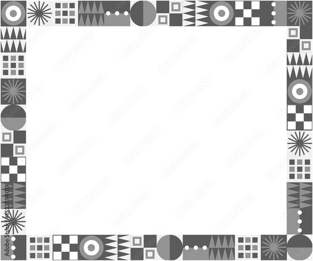 Poster flat vector frame is showing teal panel with geometric border motifs on transparent background