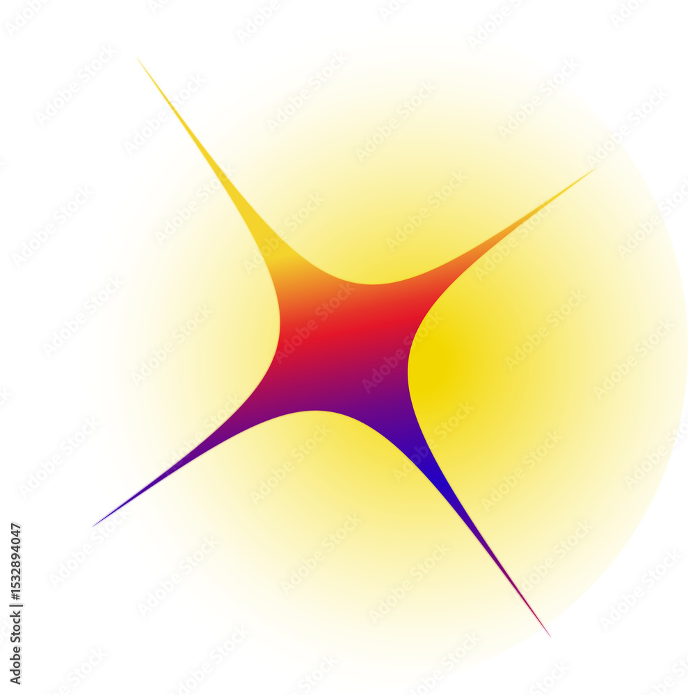 Aufkleber abstract emblem is showing gradient star with four points atop yellow circle transparent background