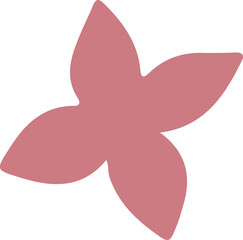 Abstract pink rounded four-lobed form is radiating evenly in flat design on transparent background