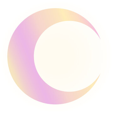 Naklejki Flat design is showing pastel yellow-pink blend crescent overlapping sun on transparent background