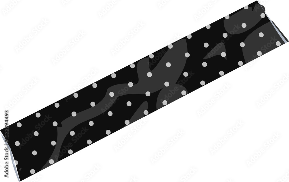 Poster abstract flat strip showing black and gray swirls with white polka dots on transparent background