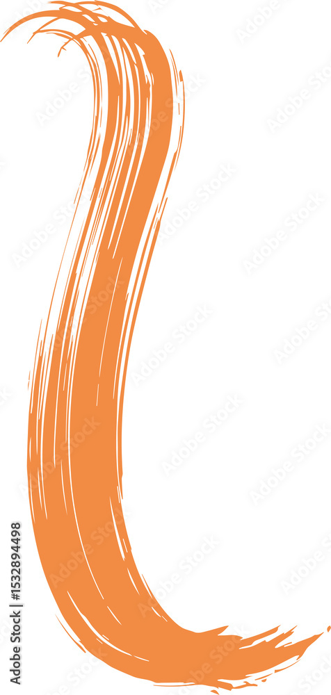 Poster flat design showing textured orange brushstroke forming curved swoosh on transparent background