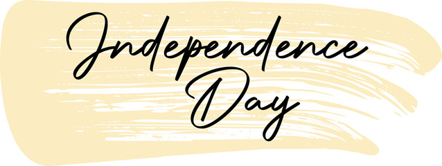 Independence Day script is appearing over yellow brush stroke, flat design transparent background