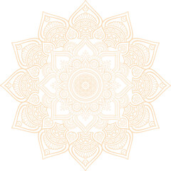 Showing vector ornamental mandala on transparent background, featuring concentric filigree petals