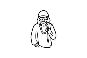 Stylish line-art illustration of a hip hop person