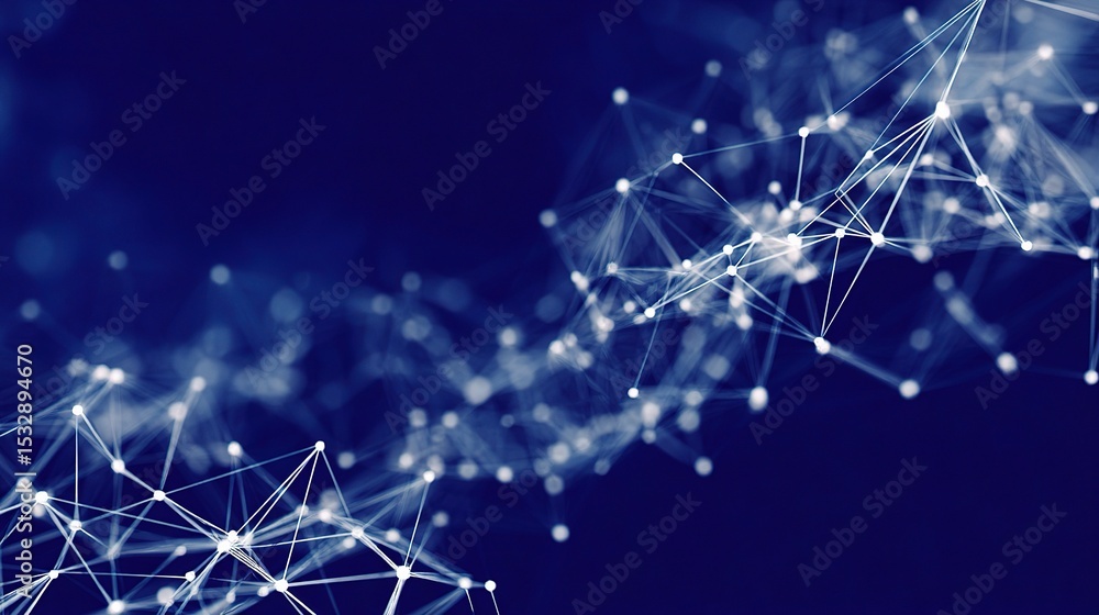 Poster abstract visualization of ai network on blue screen background