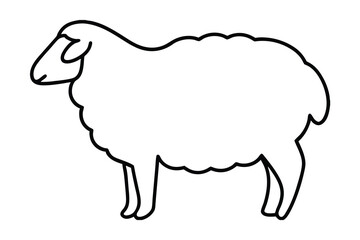 Simple line art drawing of a fluffy sheep