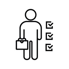 People worker check mark line icon