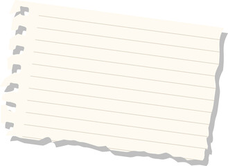 Obraz premium Torn lined spiral notebook paper with shadow is floating in flat design on transparent background