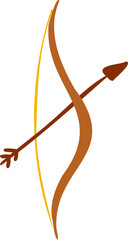 Vector archery bow and arrow are being displayed on transparent backdrop with brown and gold limbs