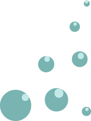 Teal circles floating and gliding on transparent canvas, featuring flat design bubble highlights