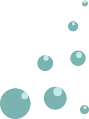 Fotobehang Teal circles floating and gliding on transparent canvas, featuring flat design bubble highlights © vectorfusionart