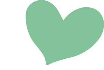 Flat hearts are hovering on transparent backdrop, showing mint-green fill and white outline