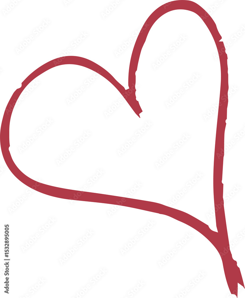 Poster creating irregular red heart outline using loose hand-drawn marker lines on transparent background