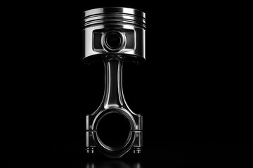A detailed piston with visible grooves and shiny metallic texture, isolated on a transparent background.