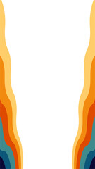 Abstract wave border is featuring layered curves on transparent background, retro color palette