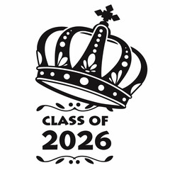 Class of 2026 graduation crown design black and white