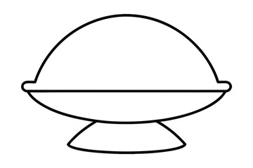 Simple line art drawing of a dome shaped serving dish
