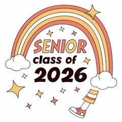 Senior class of 2026 rainbow graduation design