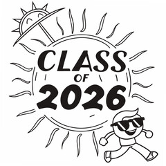 Class of 2026 graduation design element sun character