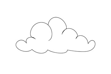 Simple line art drawing of a fluffy white cloud
