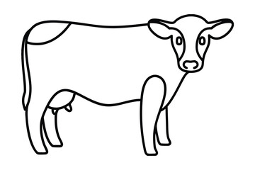 Simple line art illustration of a cow dairy farm animal