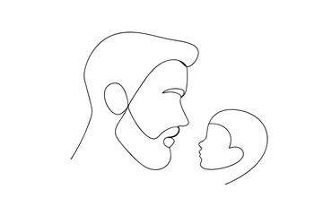 Father and child line art minimalist drawing simple portrait
